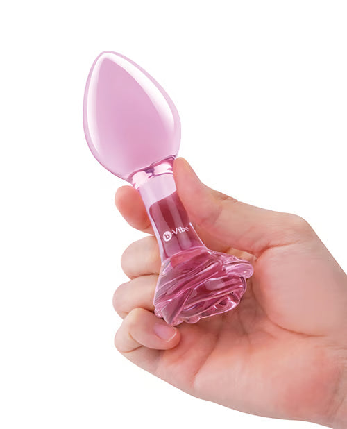 COTR | B-Vibe Pink Roses Training Set - 2 Piece Glass Butt Plug Set