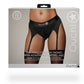Shots Toys | OUCH! Vibrating Strap-On Thong with Adjustable Garters - Black - Size M/L
