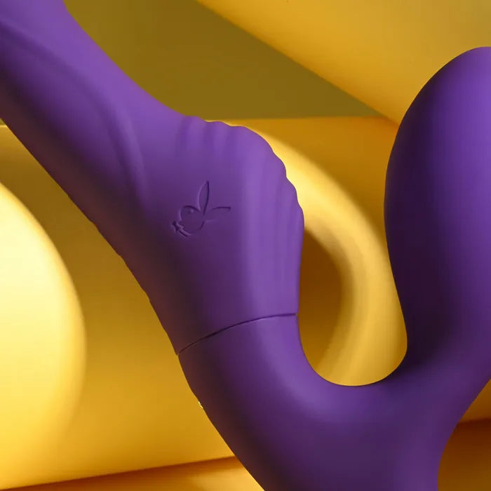 Playboy Pleasure HUG IT OUT Strapless Strap-On Triple Vibrator w Remote