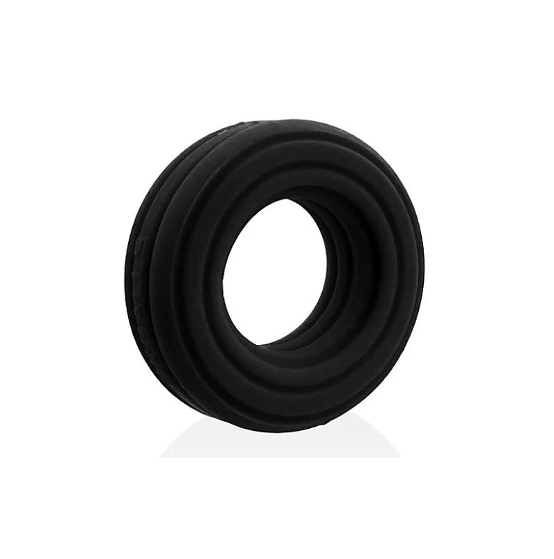 Hunkyjunk Roto Grooved Gripper-ribbed Cockring Black Fog