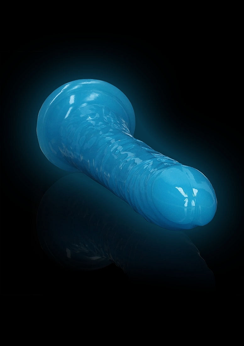 Shots Toys | REALROCK 20cm Slim Glow in the Dark Neon - Blue (8") Dildo Dong