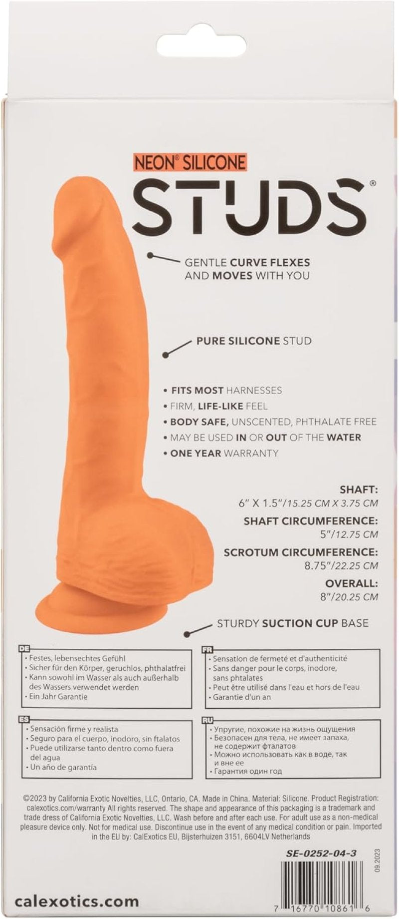 CalExotics Neon Silicone Studs Dildo 6"/15.25 cm - Orange
