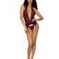 Dreamgirl Lace and Stretch Velvet Garter Slip and G-string Set Burgundy Size OS