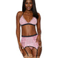 Dreamgirl Flocked Heart Mesh and Lace 3 Piece Garter Set Candy Pink Size OS