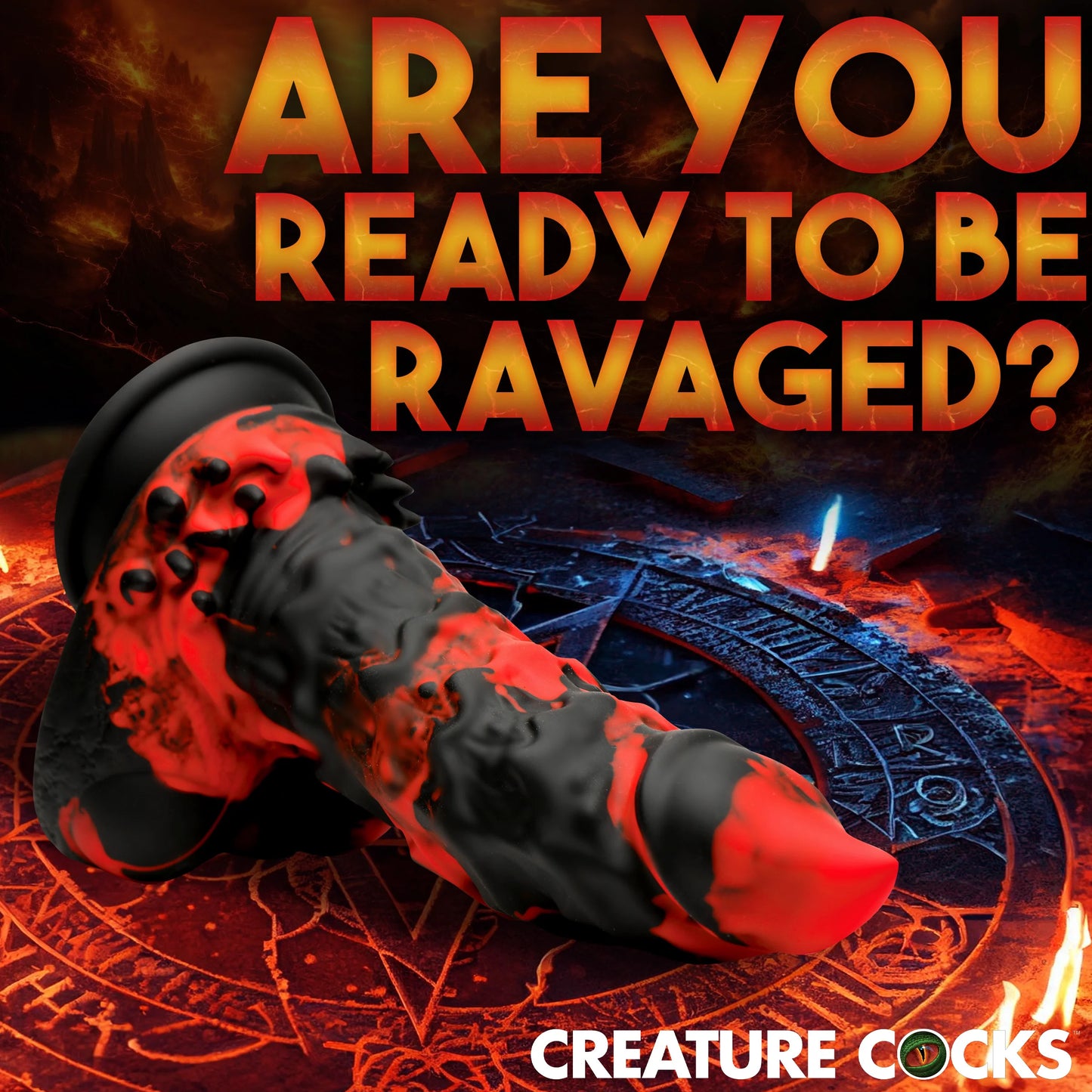 Creature Cocks Fire Demon - Red/Black 21.6cm Fantasy Monster Dildo