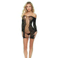 Lapdance Diamond Mesh Cutout Mini Dress Black with Glow In Dark Pattern - Size OS