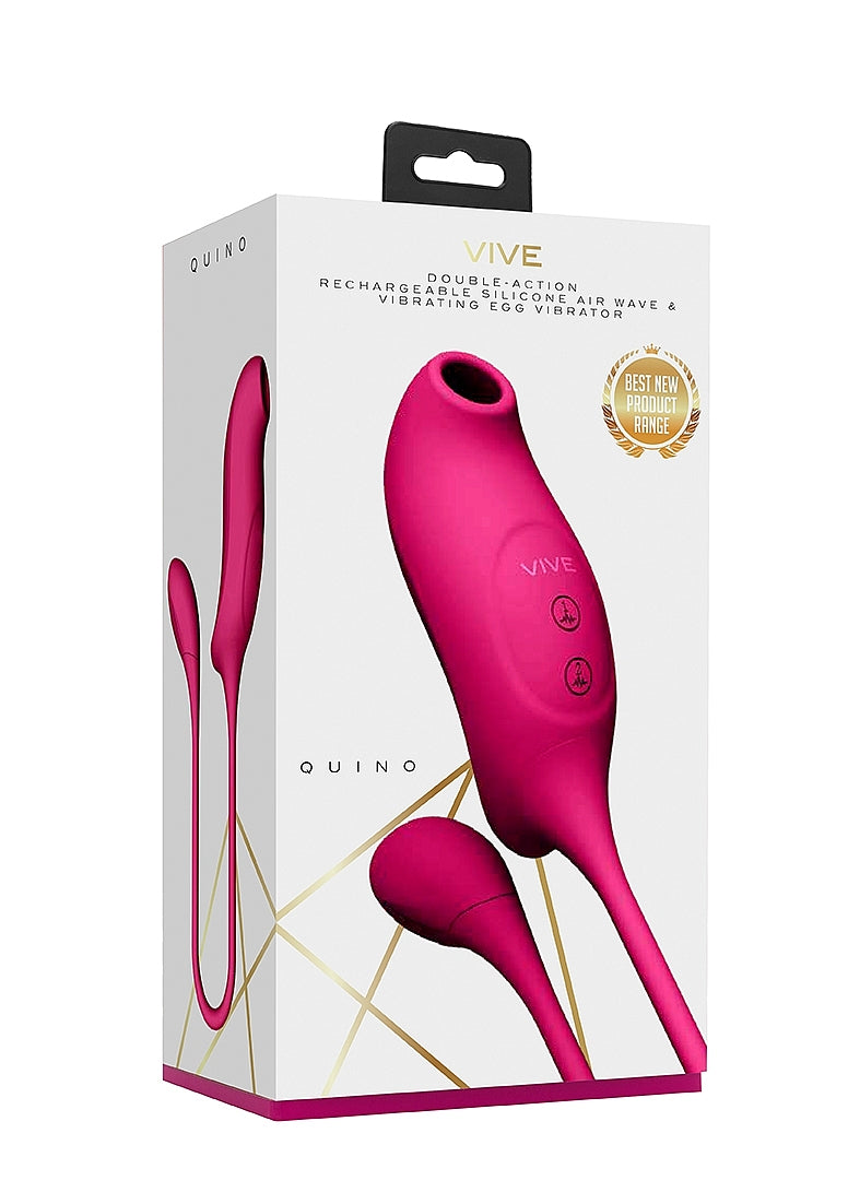 Shots Toys | VIVE Quino Double Action Air Wave & Vibrating Egg Vibrator Pink