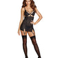 Dreamgirl Fishnet Power Mesh Garter Slip Black Size XL