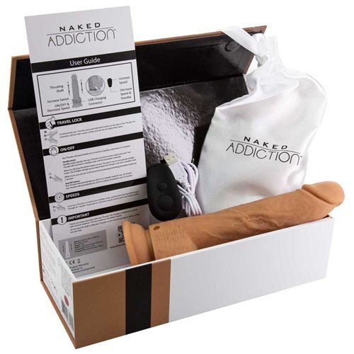 Naked Addiction 9" Thrusting Dong With Remote - Caramel