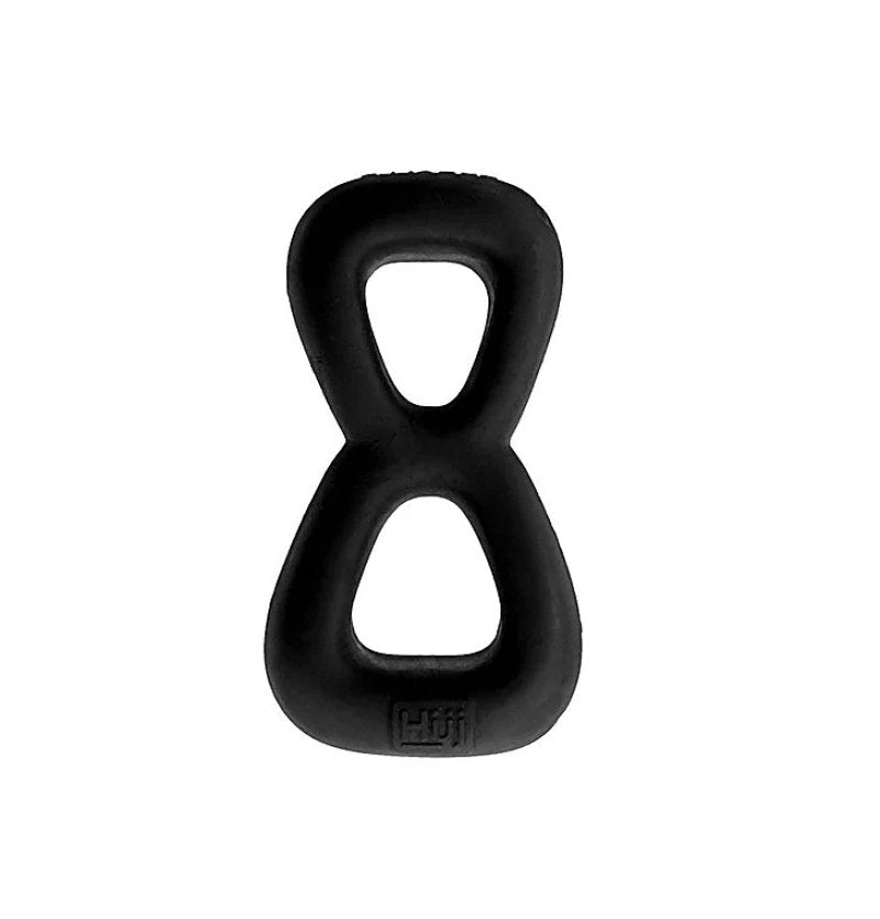 Hunkyjunk Boomerang Double-ring Cockring & Nut-tugger Black Fog