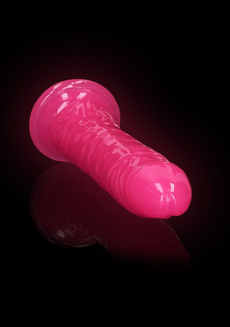 Shots Toys | REALROCK 25cm Slim Glow in the Dark Neon - Pink (9") Dildo Dong