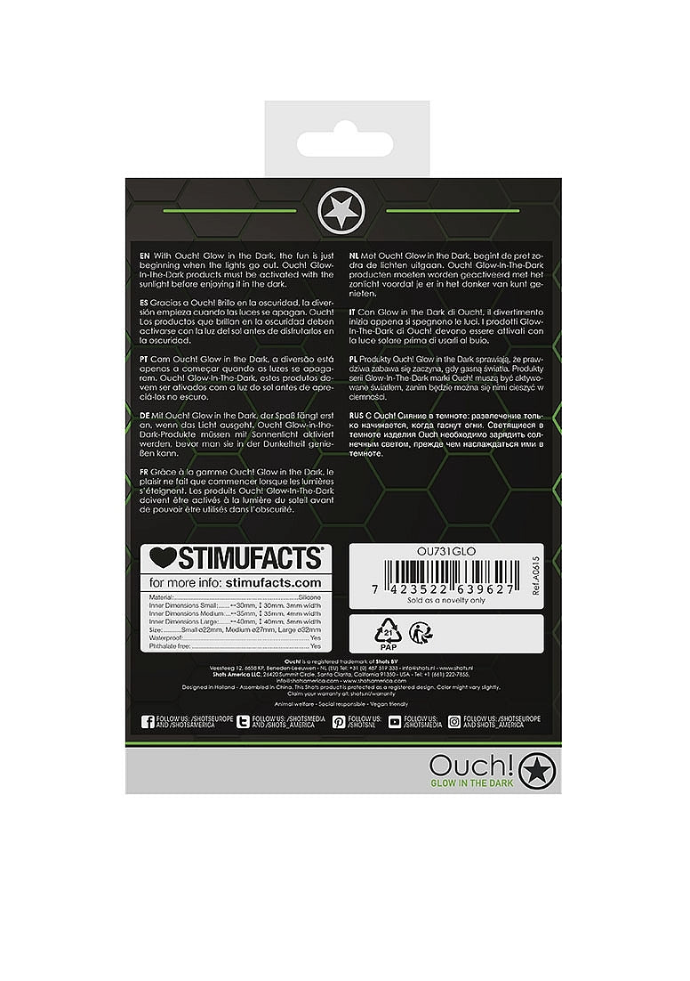 Shots Toys | OUCH! 3 Pc Cock Ring Set - Glow in the Dark