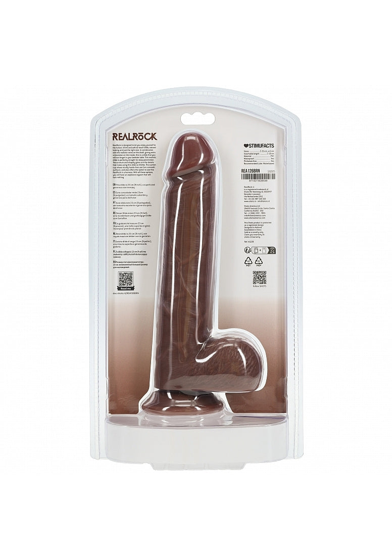 Shots Toys | REALROCK Straight Realistic Dildo with Balls - Brown 23cm (9") Dong