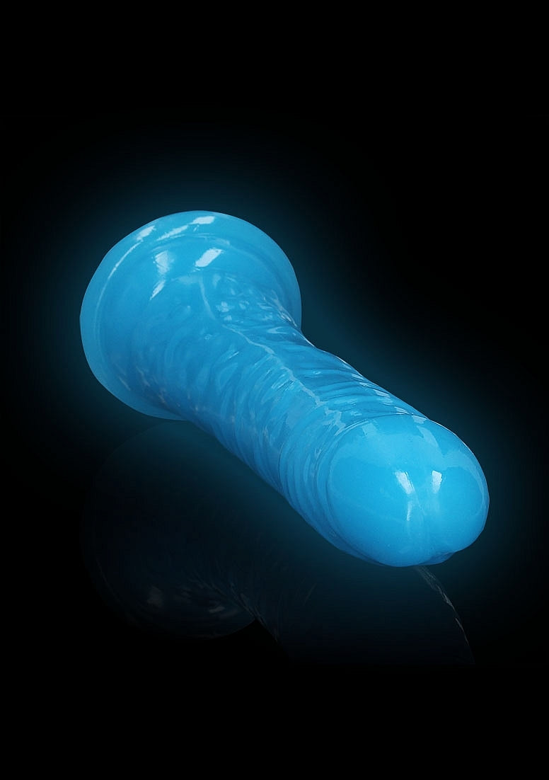 Shots Toys | REALROCK 28cm Slim Glow in the Dark Neon - Blue (10") Dildo Dong