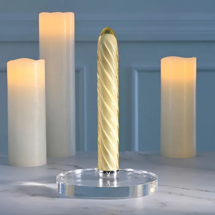 Playboy Pleasure TWIST OF FATE - Yellow Glass 17.5cm USB Rechargeable Vibrator
