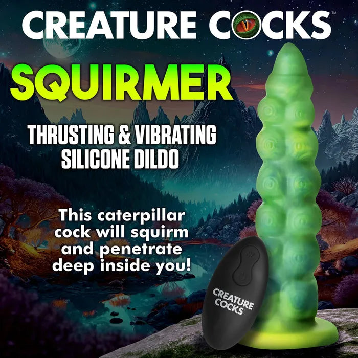 Creature Cocks Squirmer - Green 22.3cm Thrusting Fantasy Dildo