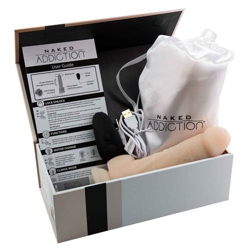 Naked Addiction 7" Rotating & Vibrating Dildo with Remote Control - Flesh