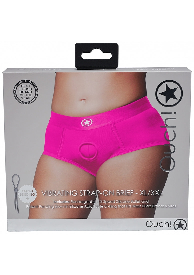 Shots Toys | OUCH! Vibrating Strap-on Boxer - Pink - Size XL/XXL