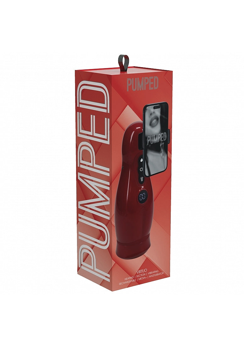 Shots Toys | PUMPED Virtuo - Metallic Red Sucking And Vibrating Auto Masturbator