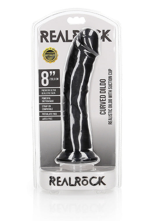 Shots Toys | REALROCK Realistic Regular Curved Dildo - Black 20cm (8") Dong