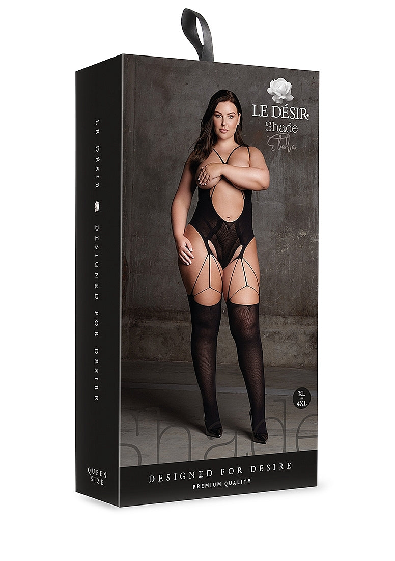 Le Desir Shade - Elara VII - Bodystocking with Open Cups Black Size OSX