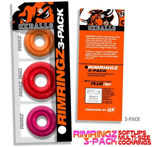 OxBalls RimRingz 3 Pc Multi Size Fire Hots