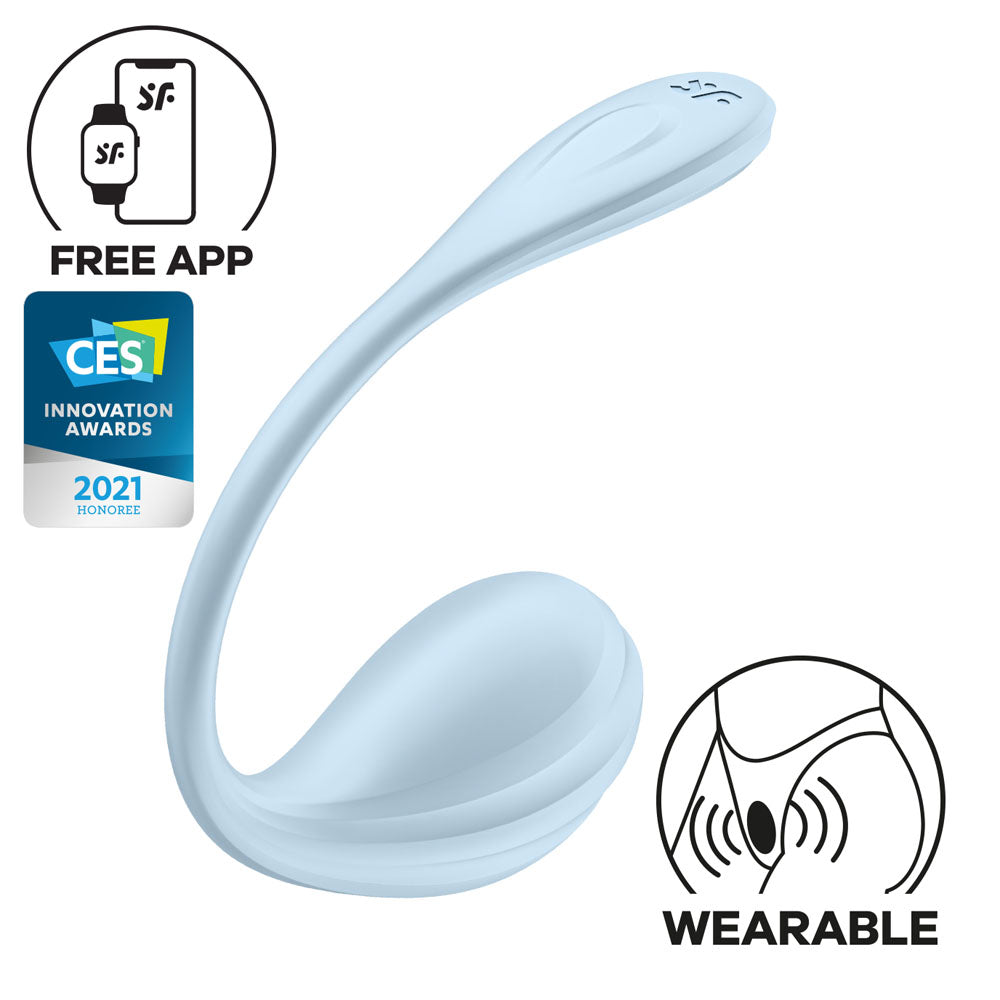 Satisfyer Smooth Petal Light Blue USB Rechargeable Wearable Stimulator with App Control