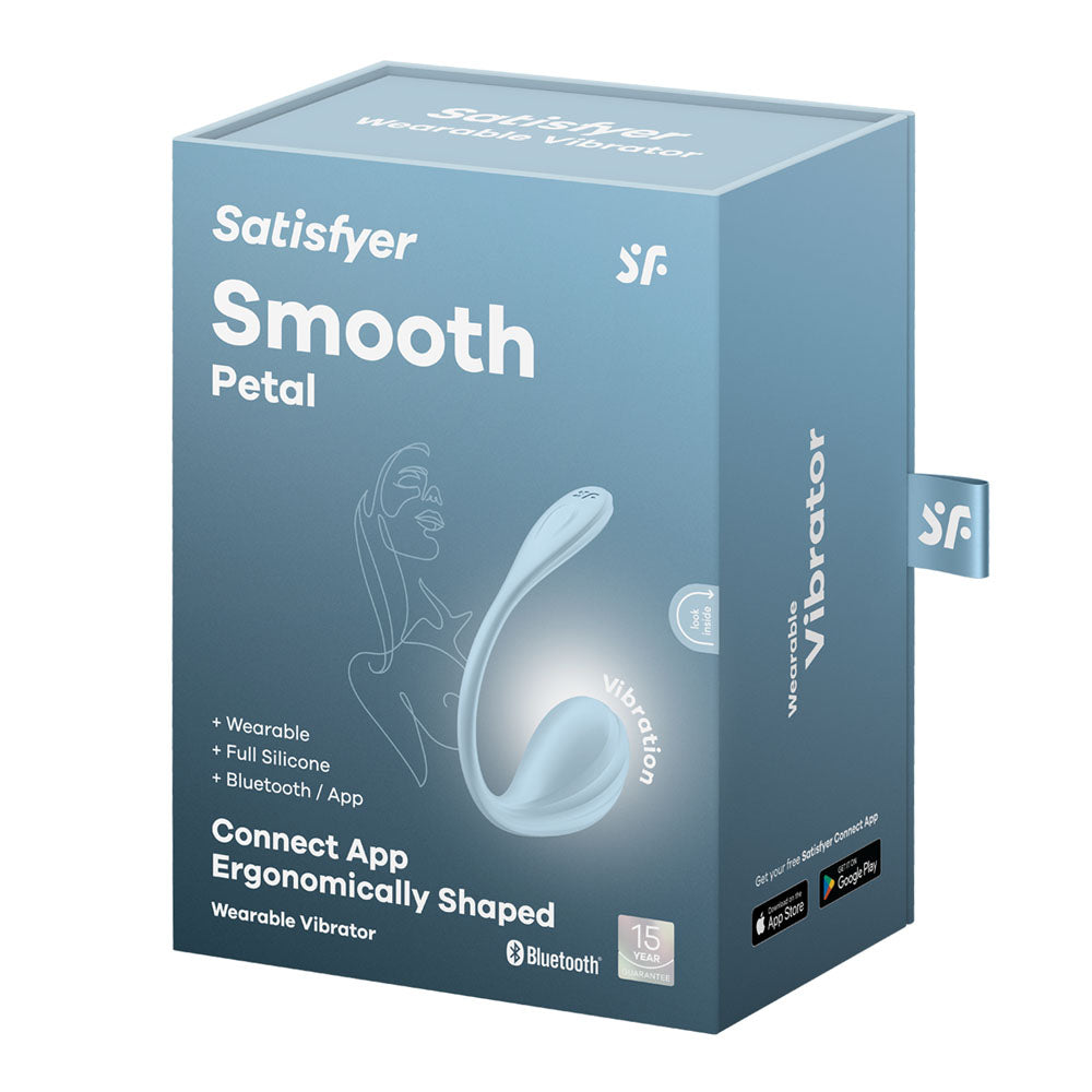 Satisfyer Smooth Petal Light Blue USB Rechargeable Wearable Stimulator with App Control