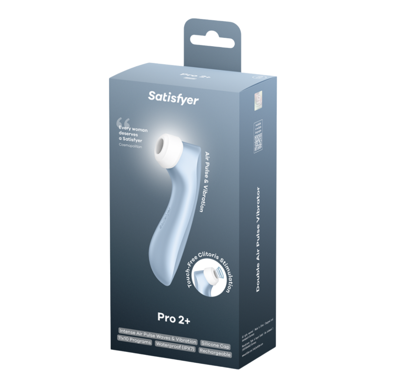 Satisfyer Pro 2+ Blue Touch-Free USB-Rechargeable Clitoral Stimulator Vibrator