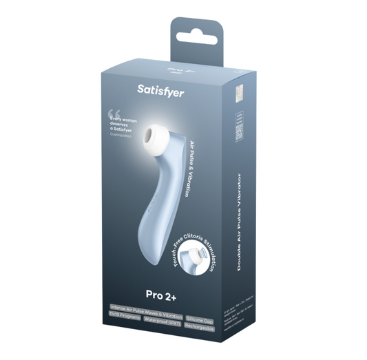 Satisfyer Pro 2+ Blue Touch-Free USB-Rechargeable Clitoral Stimulator Vibrator