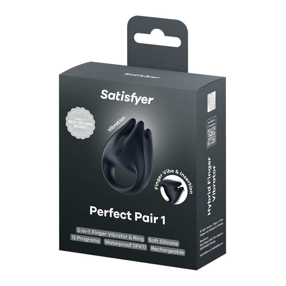 Satisfyer Perfect Pair 1 - 2-in-1 Finger Vibrator and Cock Ring Couples Ring