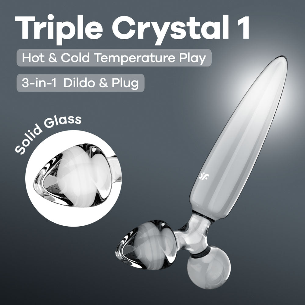 Satisfyer Triple Crystal 1 - Transparent Clear Glass 3-in-1 Dildo & Butt Plug