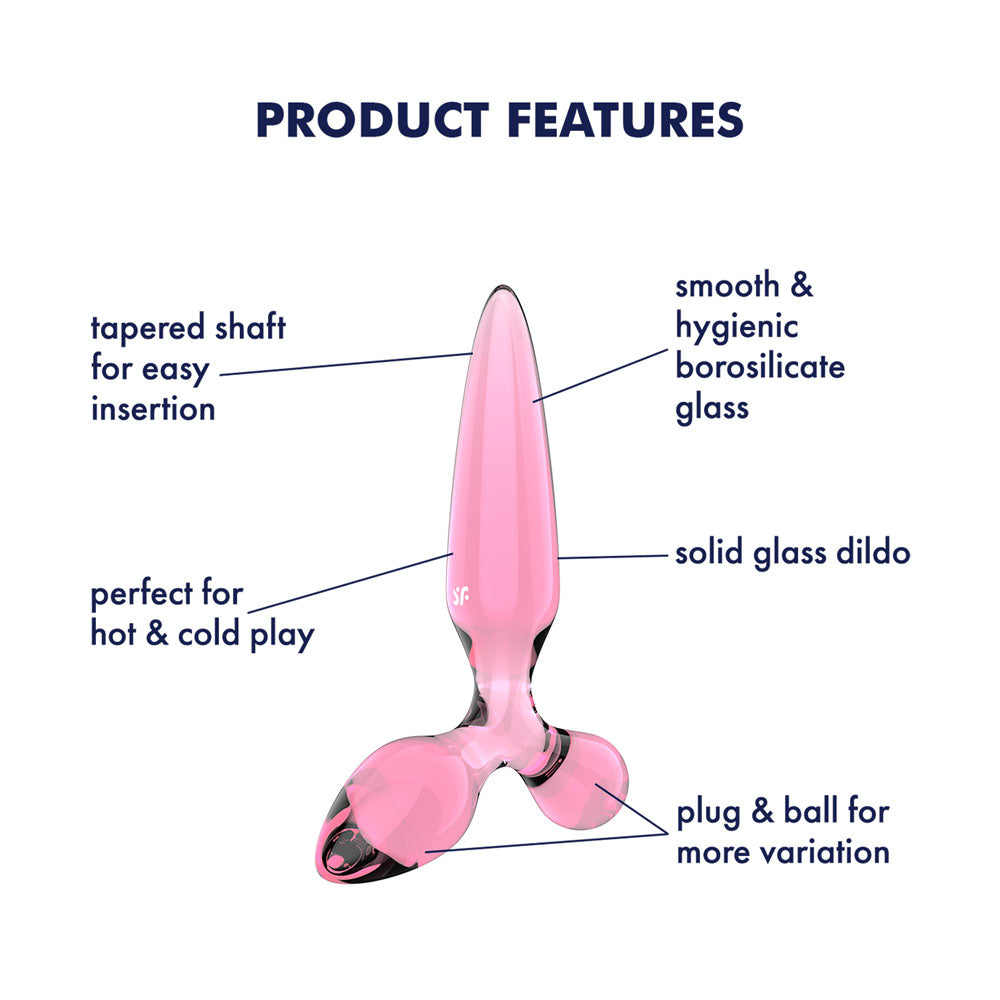 Satisfyer Triple Crystal 2 - Pink Glass 3-in-1 Dildo & Butt Plug