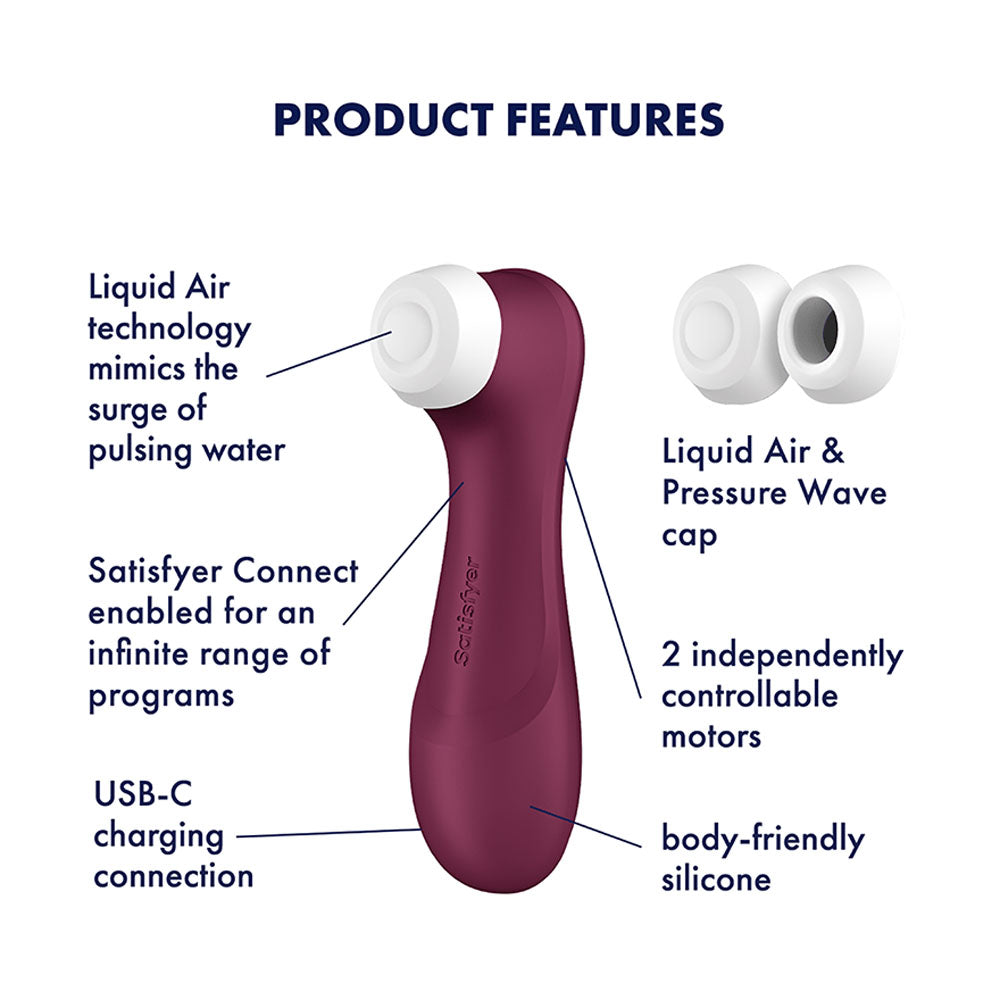 Satisfyer Pro 2 Gen 3 Liquid Air Clitoral Stimulator - Wine Red (App)