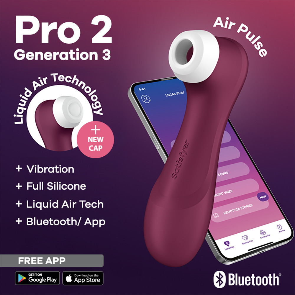 Satisfyer Pro 2 Gen 3 Liquid Air Clitoral Stimulator - Wine Red (App)