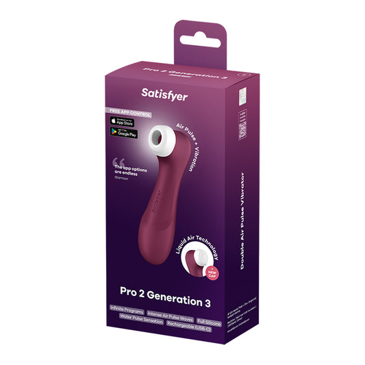 Satisfyer Pro 2 Gen 3 Liquid Air Clitoral Stimulator - Wine Red (App)