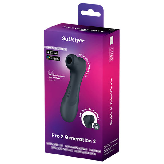 Satisfyer Pro 2 Gen 3 Liquid Air Clitoral Stimulator - Dark Grey (App)