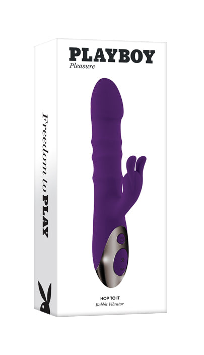 Playboy Pleasure HOP TO IT - Purple 23.5cm Thrusting Rabbit Vibrator