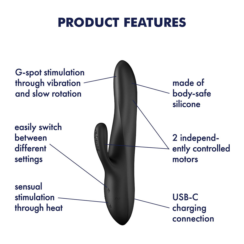 Satisfyer Heat Flex 3 - Warming and Rotating Rabbit Vibrator - Black