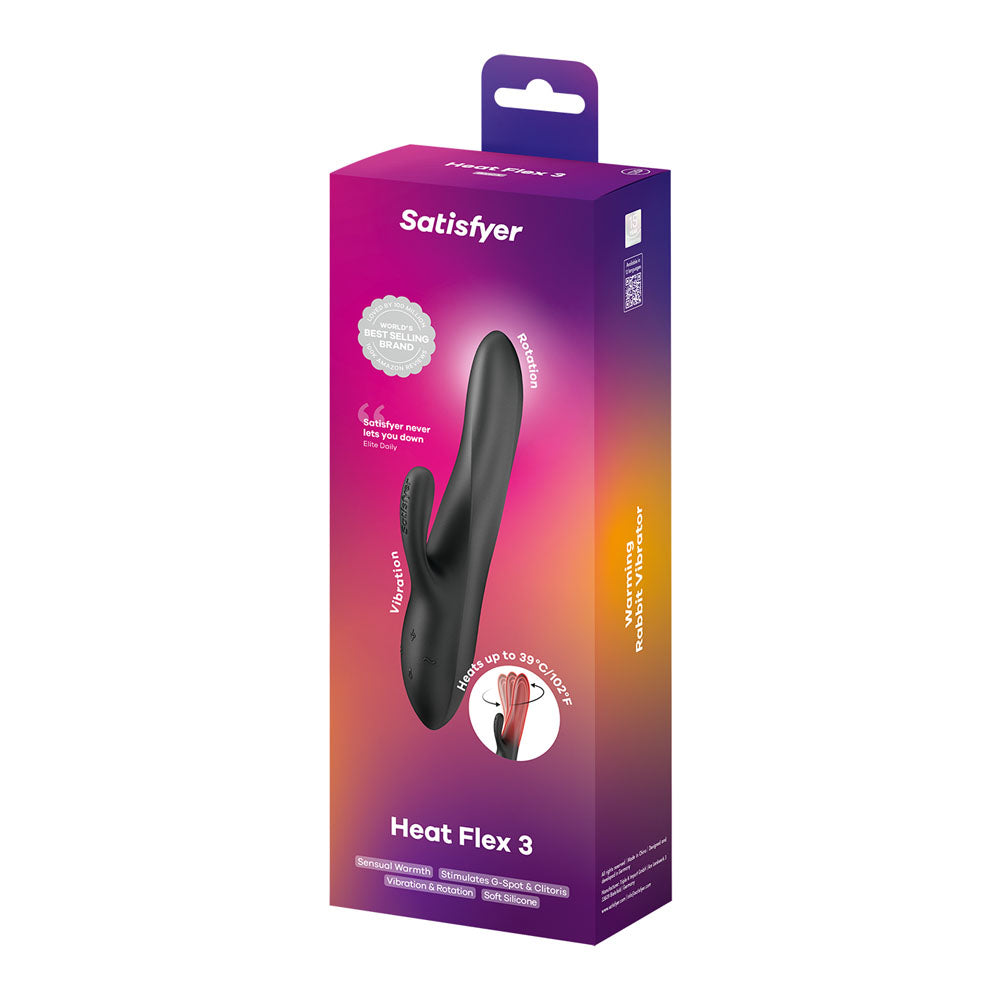 Satisfyer Heat Flex 3 - Warming and Rotating Rabbit Vibrator - Black