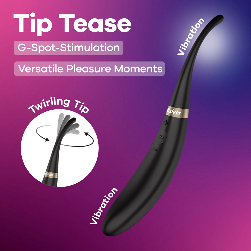 Satisfyer Tip Tease - Black Vibrator with Twirling Tip