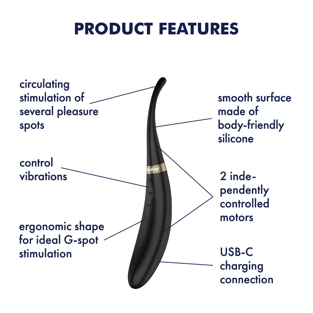 Satisfyer Tip Tease - Black Vibrator with Twirling Tip