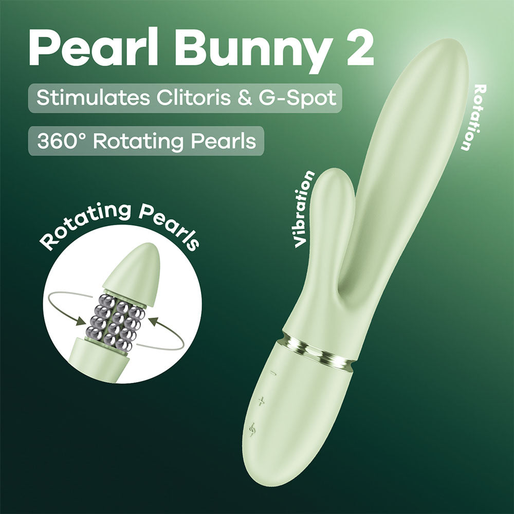 Satisfyer Pearl Bunny 2 - Rotating Pearls Rabbit Vibrator Light Green