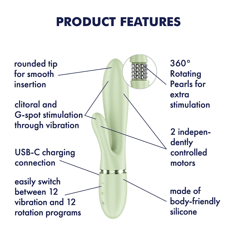 Satisfyer Pearl Bunny 2 - Rotating Pearls Rabbit Vibrator Light Green