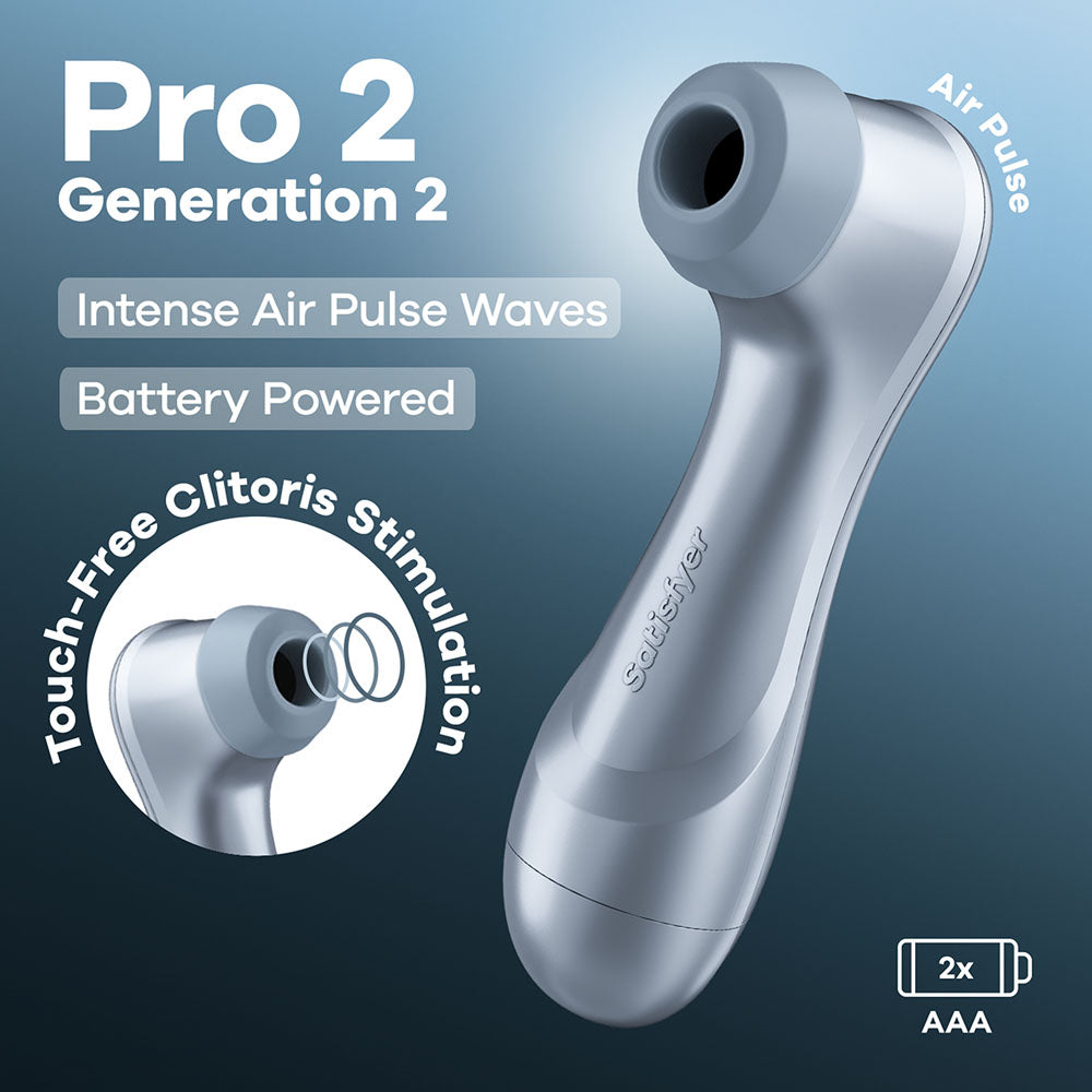 Satisfyer Pro 2 Gen 2 Battery Series - Touch Free Clitoral Air Pulse Vibrator - Blue