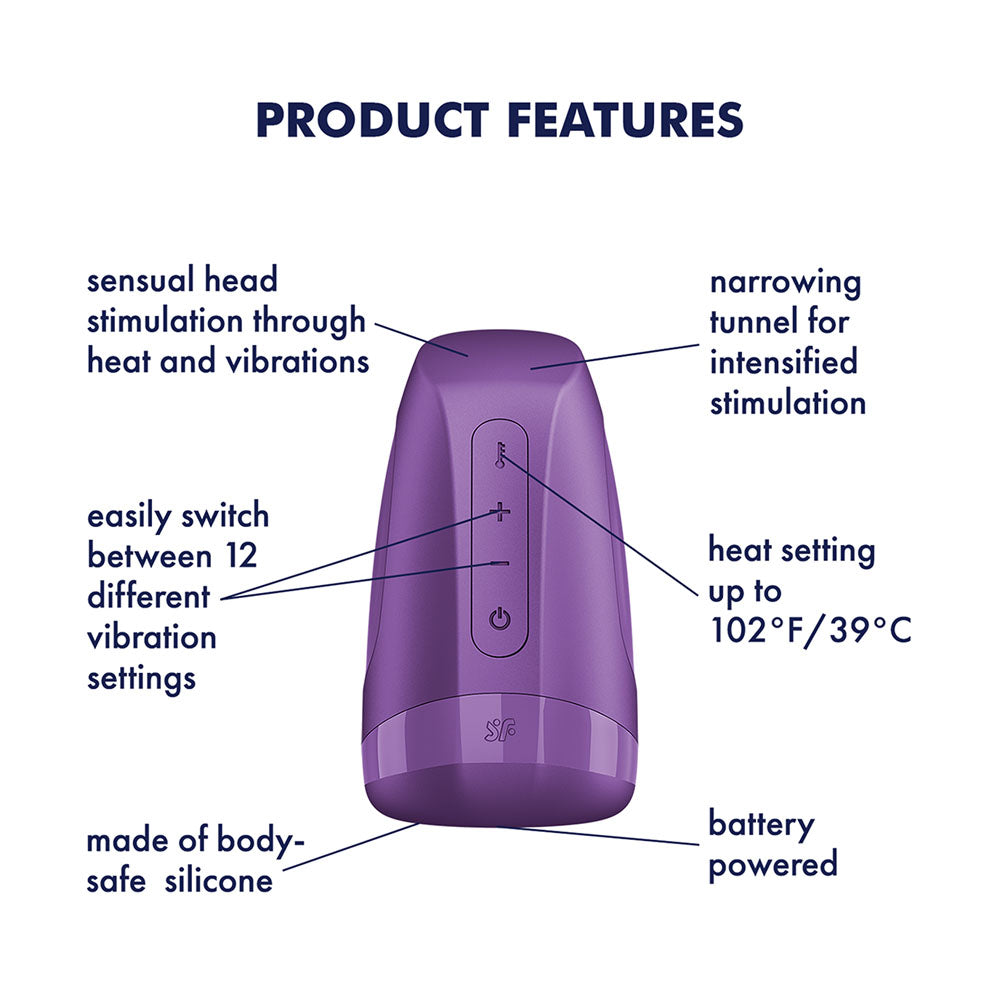 Satisfyer Men Heat Vibration Battery Series - Heating and Vibrating Masturbator - Purple