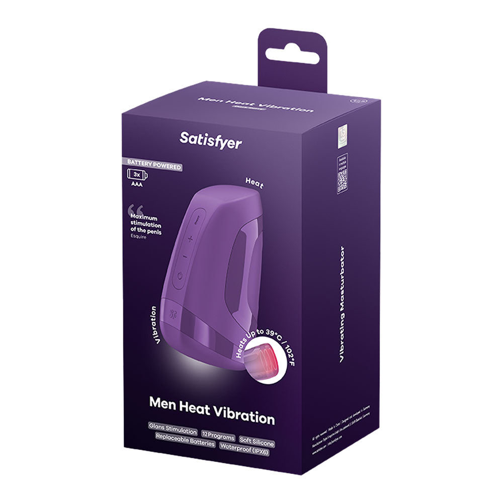 Satisfyer Men Heat Vibration Battery Series - Heating and Vibrating Masturbator - Purple