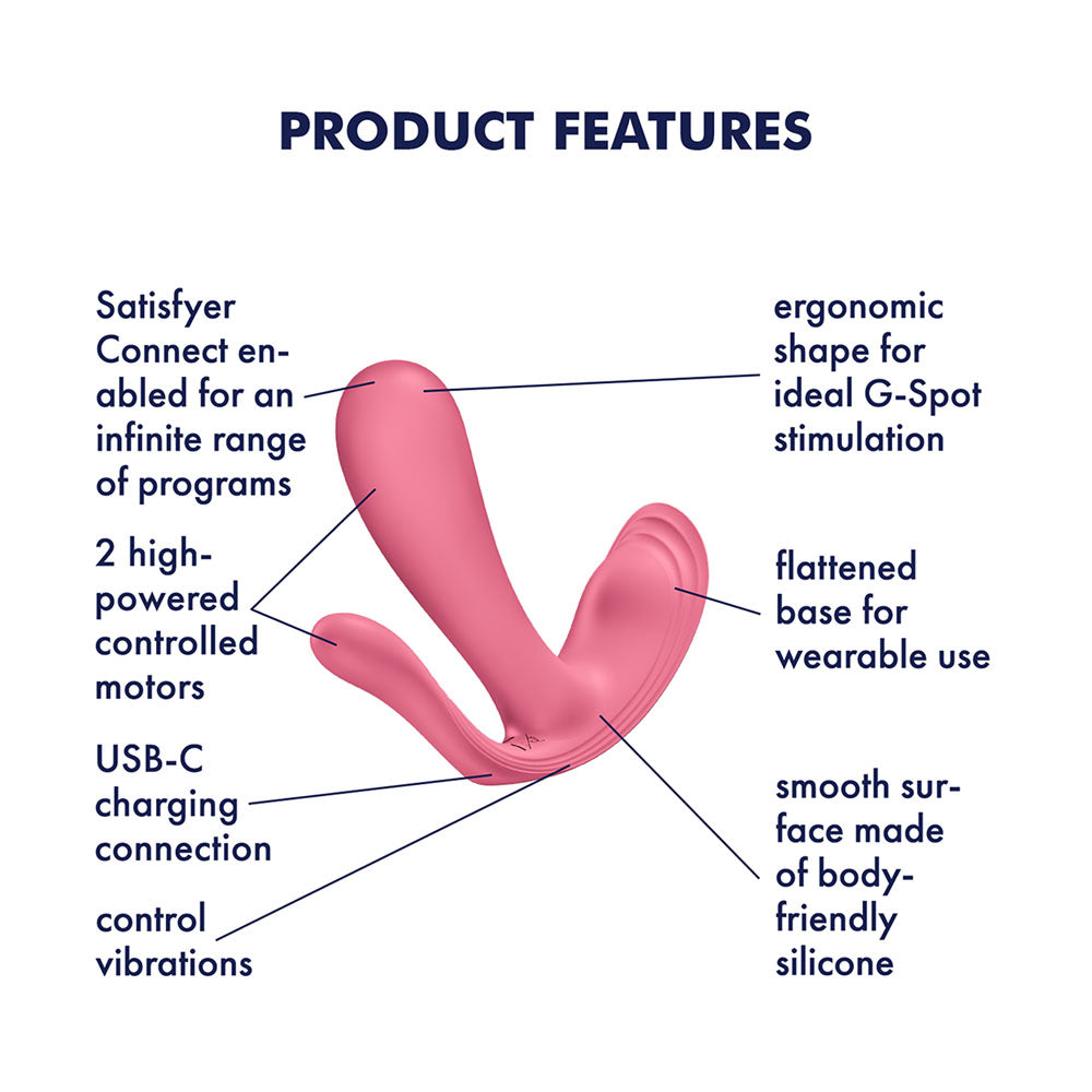 Satisfyer Top Secret + Wearable G-Spot & Anal Vibrator (App) - Raspberry