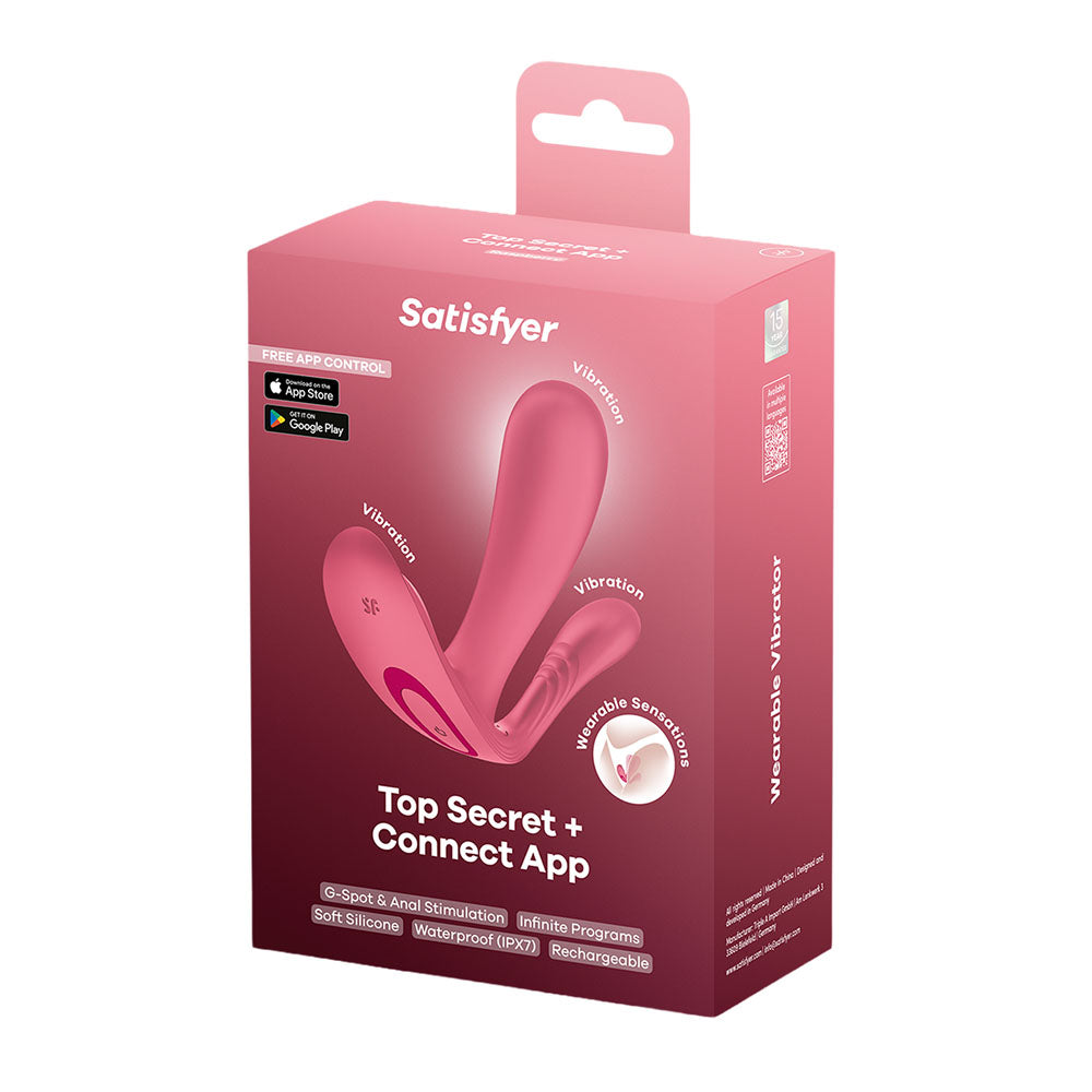 Satisfyer Top Secret + Wearable G-Spot & Anal Vibrator (App) - Raspberry