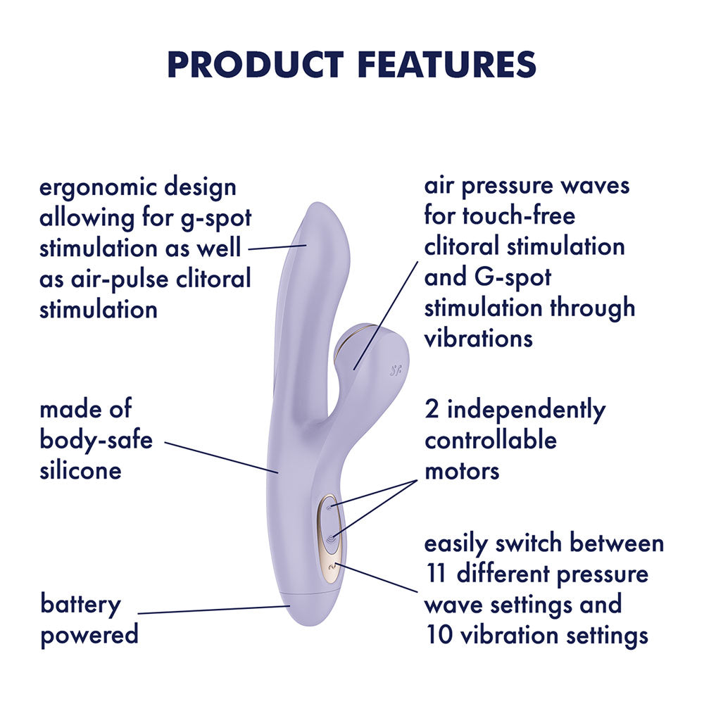 Satisfyer Pro+ Air Pulse G-Spot Vibrator Battery Series Lavender